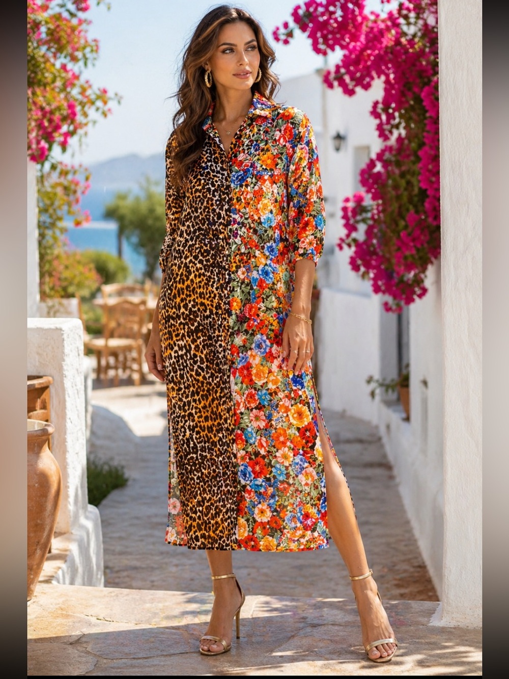 New Johnny Was Leopard and Floral Midi Dress New size S cotton 70% and Silk 30% - Picture 5 of 16
